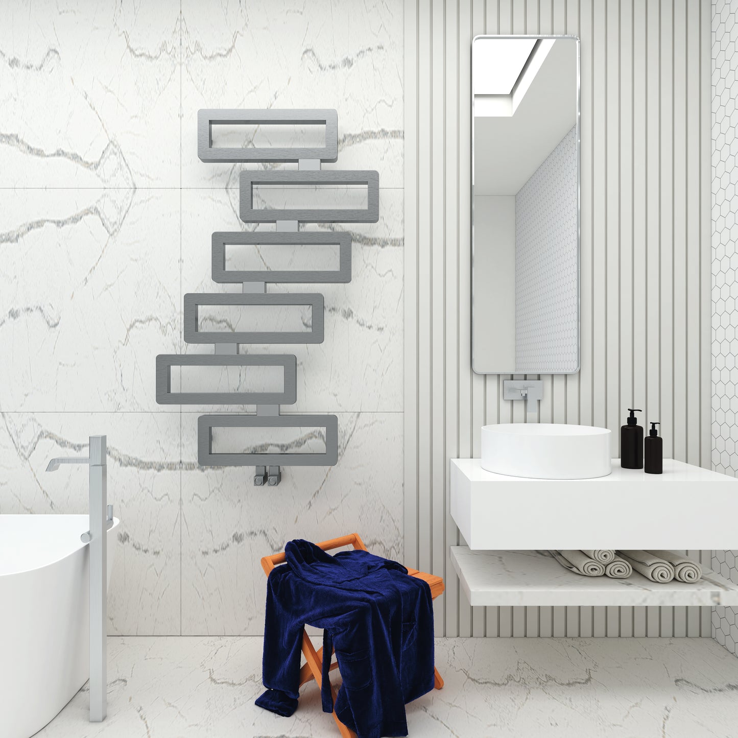 Scaldasalviette Carisa Domino in Acciaio Inox dal Design Moderno Satinato Lucido