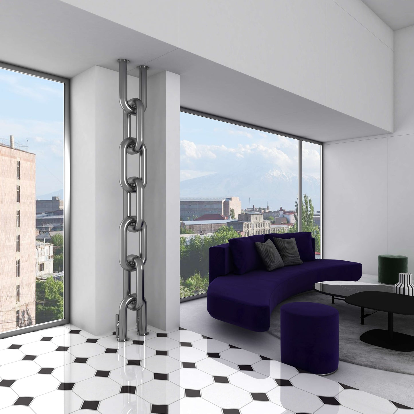 Carisa Link Termoarredo da Terra in Acciaio Inox Verticale Design Moderno Lucido a Specchio