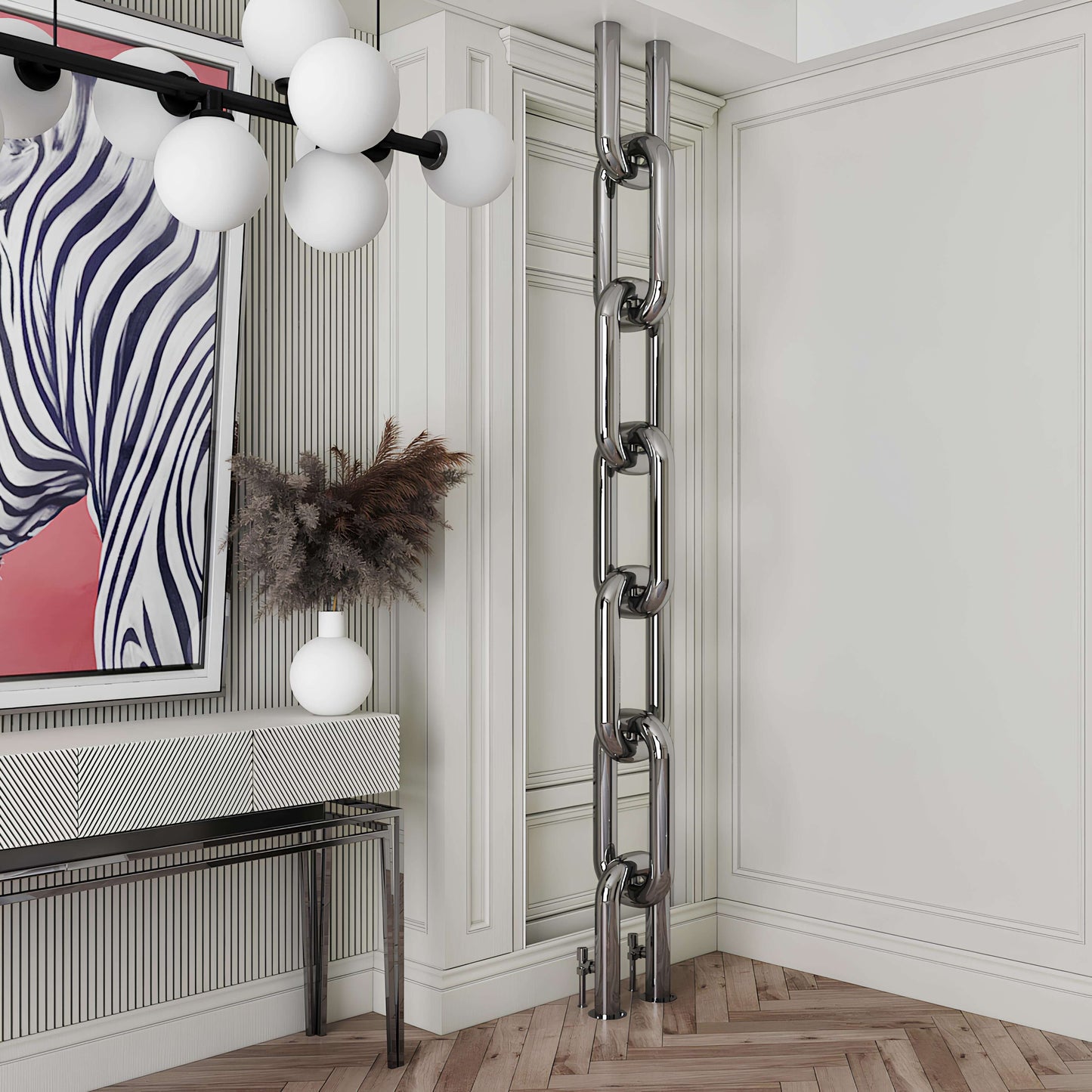Carisa Link Termoarredo da Terra in Acciaio Inox Verticale Design Moderno Lucido a Specchio