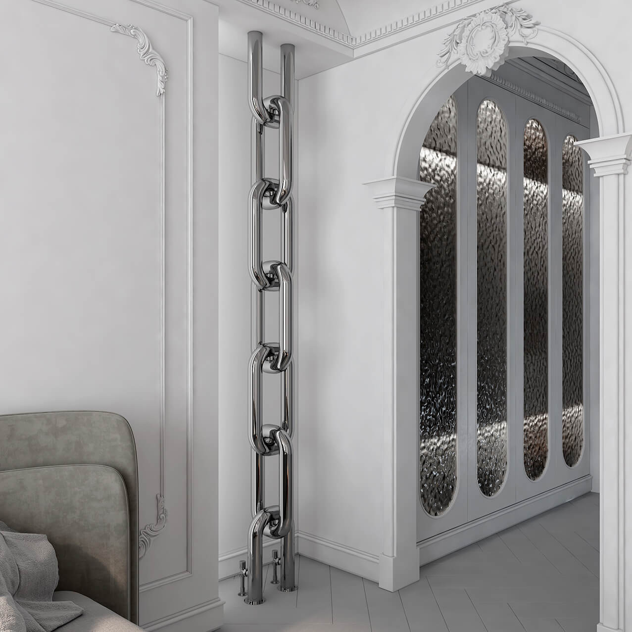 Carisa Link Termoarredo da Terra in Acciaio Inox Verticale Design Moderno Lucido a Specchio