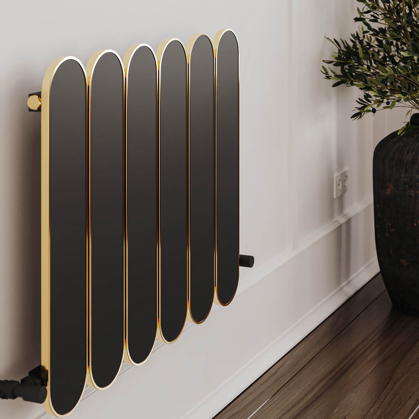 Carisa Magico Termoarredo Orizzontale in Alluminio Design Moderno Nero
