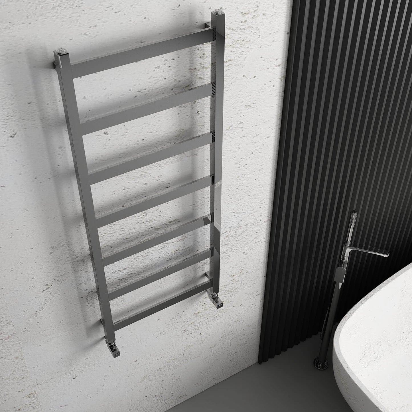 Scaldasalviette Carisa Quadrata in Acciaio Inox dal Design Moderno Lucido a Specchio