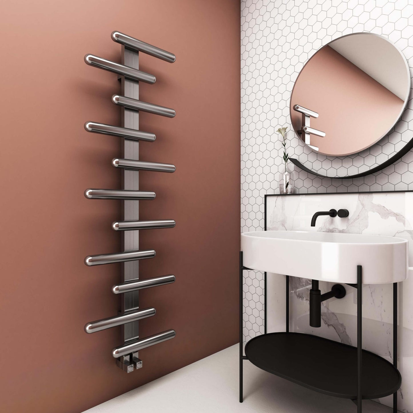 Scaldasalviette Carisa Vivi in Acciaio Inox dal Design Moderno Satinato Lucido