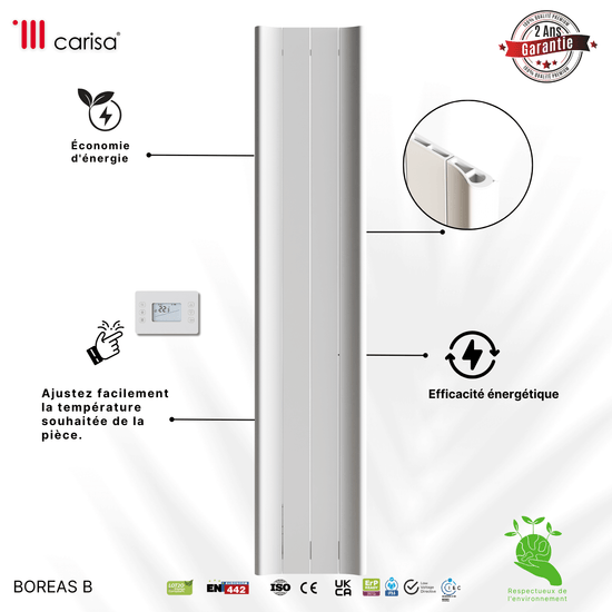 Carisa Boreas B Termoarredo Elettrico Verticale Design Moderno Bianco 