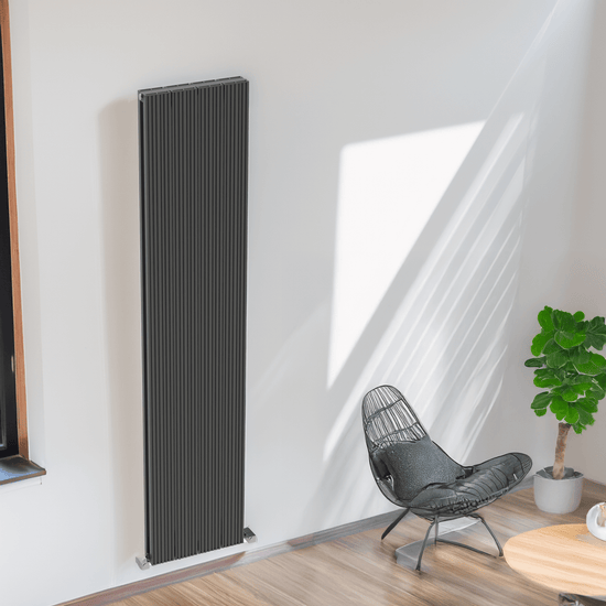Carisa Monza Double (Reverse Side Nemo) Termoarredo Verticale in Alluminio Design Moderno Grigio Scuro 