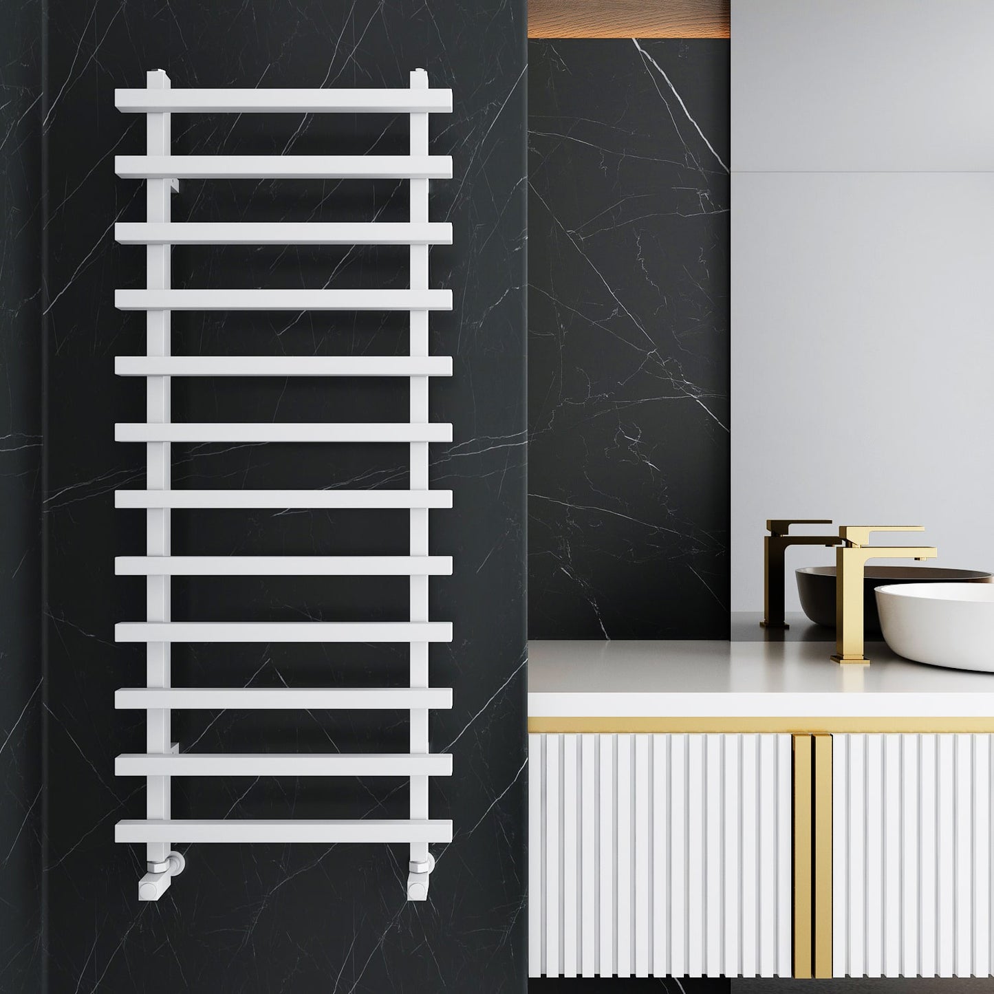 Scaldasalviette Carisa Baron L in Alluminio Design Moderno Bianco 