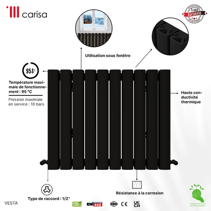 Carisa Vesta Termoarredo Orizzontale in Alluminio Design Moderno Grigio Scuro 