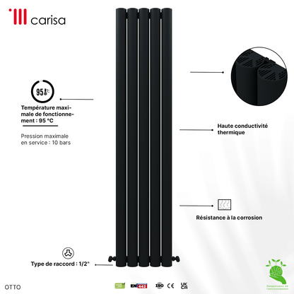 Carisa Otto Termoarredo Verticale in Alluminio Design Moderno Antracite 