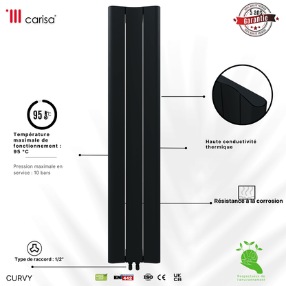 Carisa Curvy Termoarredo Verticale in Alluminio Design Moderno Antracite 