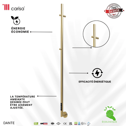 Carisa Dante Sèche-Serviette Électrique Design Moderne Laiton Anodisé Brossé