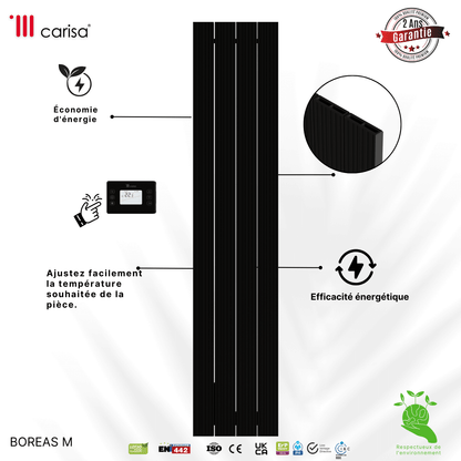 Termoarredo Elettrico Verticale Carisa Boreas M Design Moderno Nero 