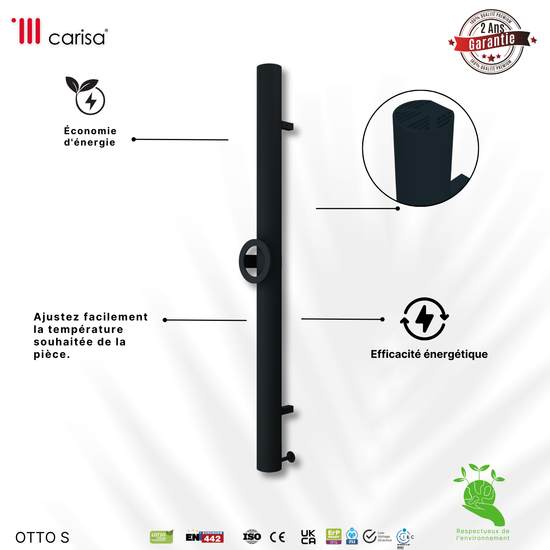 Carisa Otto Scaldasalviette Elettrico Singolo Design Moderno Antracite 