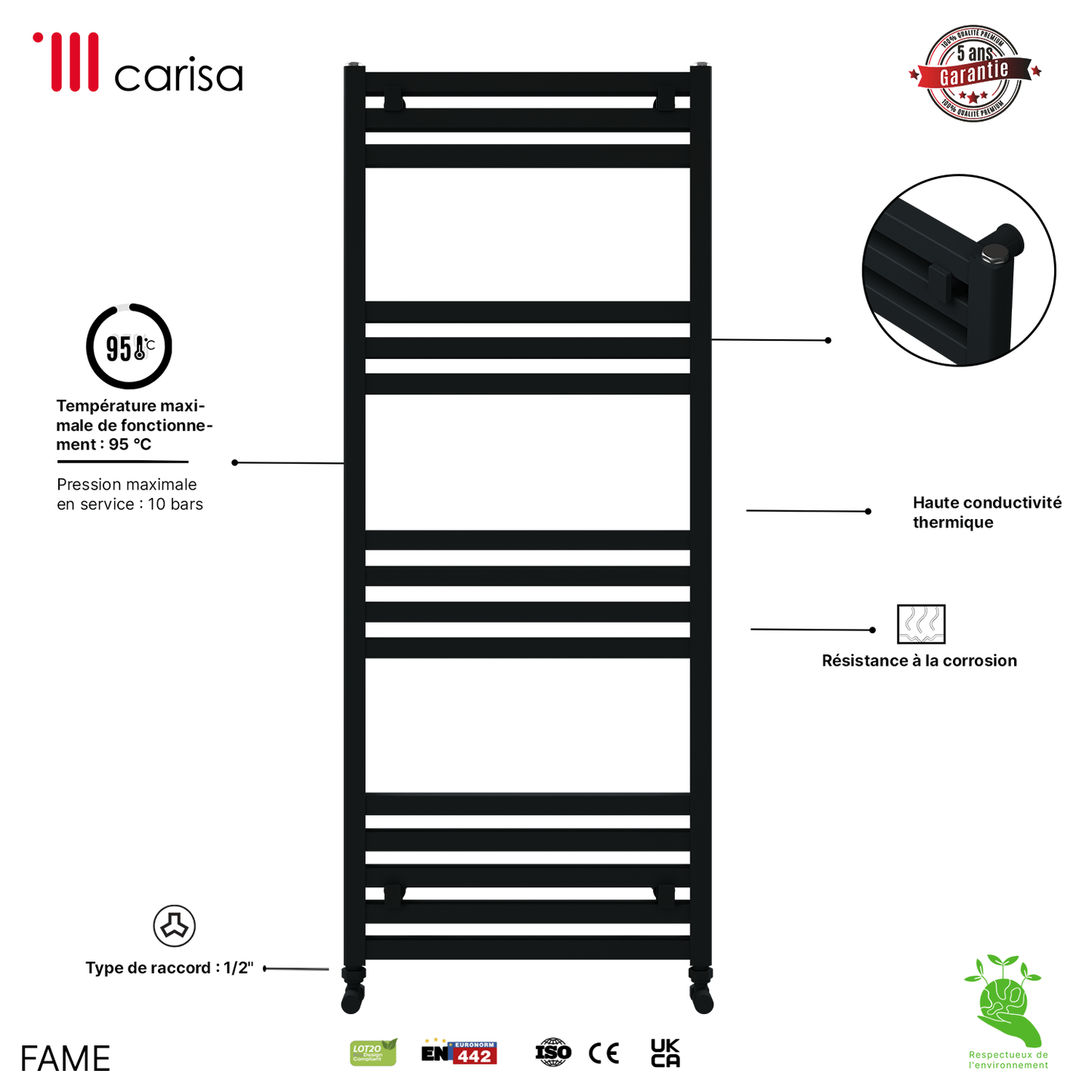 Scaldasalviette Carisa Fame in Alluminio Design Moderno Antracite 