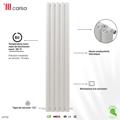 Carisa Otto Termoarredo Verticale in Alluminio Design Moderno Bianco 