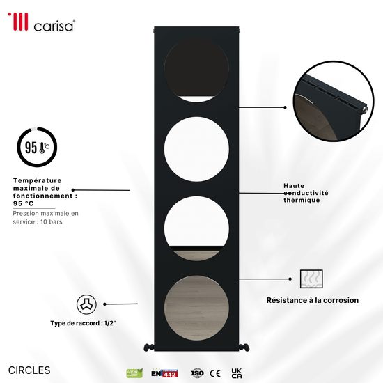 Carisa Circles Termoarredo Verticale in Alluminio Design Moderno Antracite 