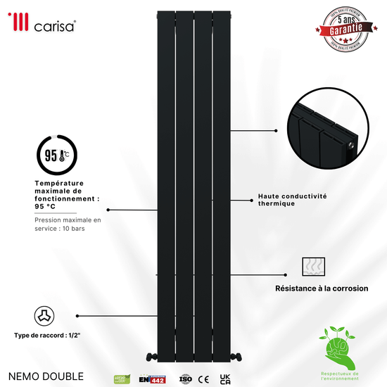 Carisa Nemo Termoarredo Verticale in Alluminio Design Moderno Antracite 