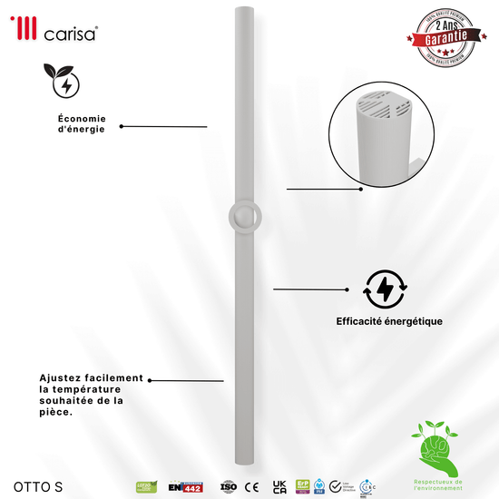 Scaldasalviette Elettrico Singolo Carisa Otto Design Moderno Bianco 