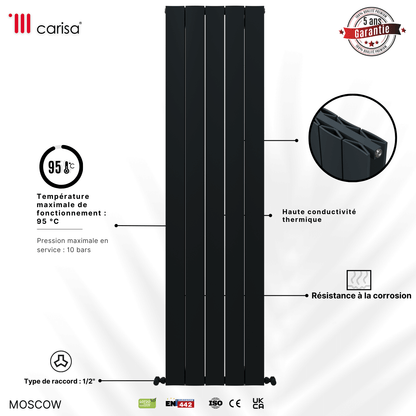 Carisa Mosca Termoarredo Verticale in Alluminio Design Moderno Antracite 