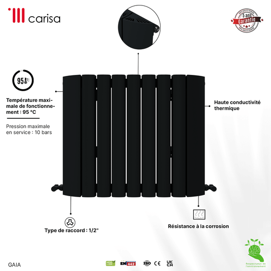Termoarredo Orizzontale Carisa Gaia in Alluminio Design Moderno Antracite 