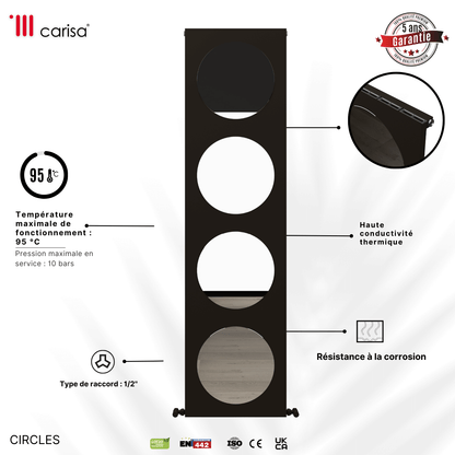 Carisa Circles Termoarredo Verticale in Alluminio Design Moderno Ciottolo 