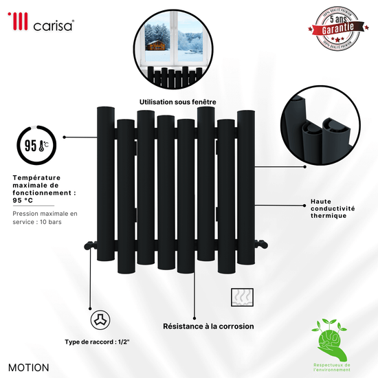 Termoarredo Orizzontale Carisa Motion in Alluminio Design Moderno Antracite 