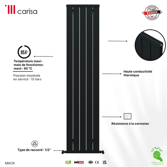 Carisa Mack Termoarredo Verticale in Alluminio Design Moderno Antracite 