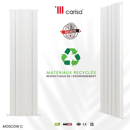 Carisa Mosca C Termoarredo Verticale in Alluminio Design Moderno Bianco 