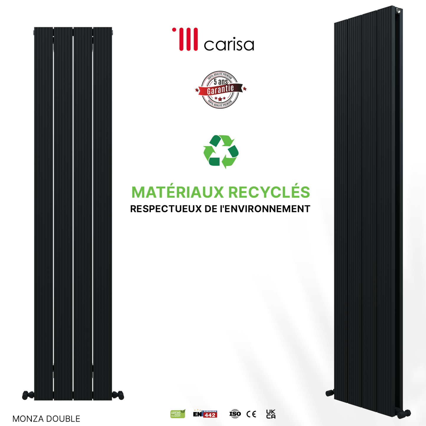 Radiatore verticale in alluminio Carisa Monza Design Moderno Antracite 