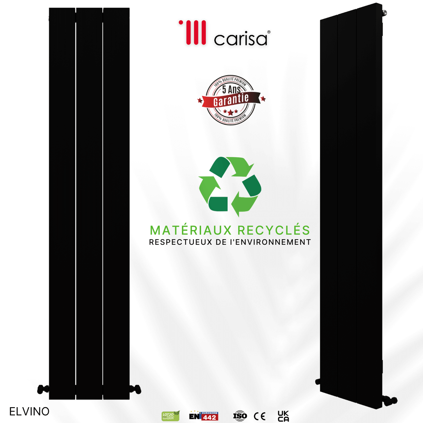 Carisa Elvino Termoarredo Verticale in Alluminio Design Moderno Nero 
