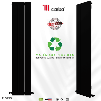 Carisa Elvino Termoarredo Verticale in Alluminio Design Moderno Nero 
