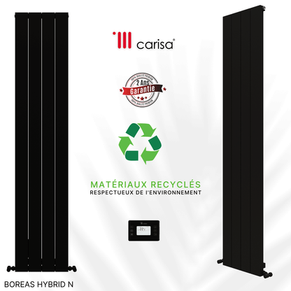Carisa Boreas Hybrid N Termoarredo Elettrico Verticale Design Moderno Nero 