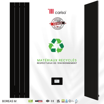 Termoarredo Elettrico Verticale Carisa Boreas M Design Moderno Nero 