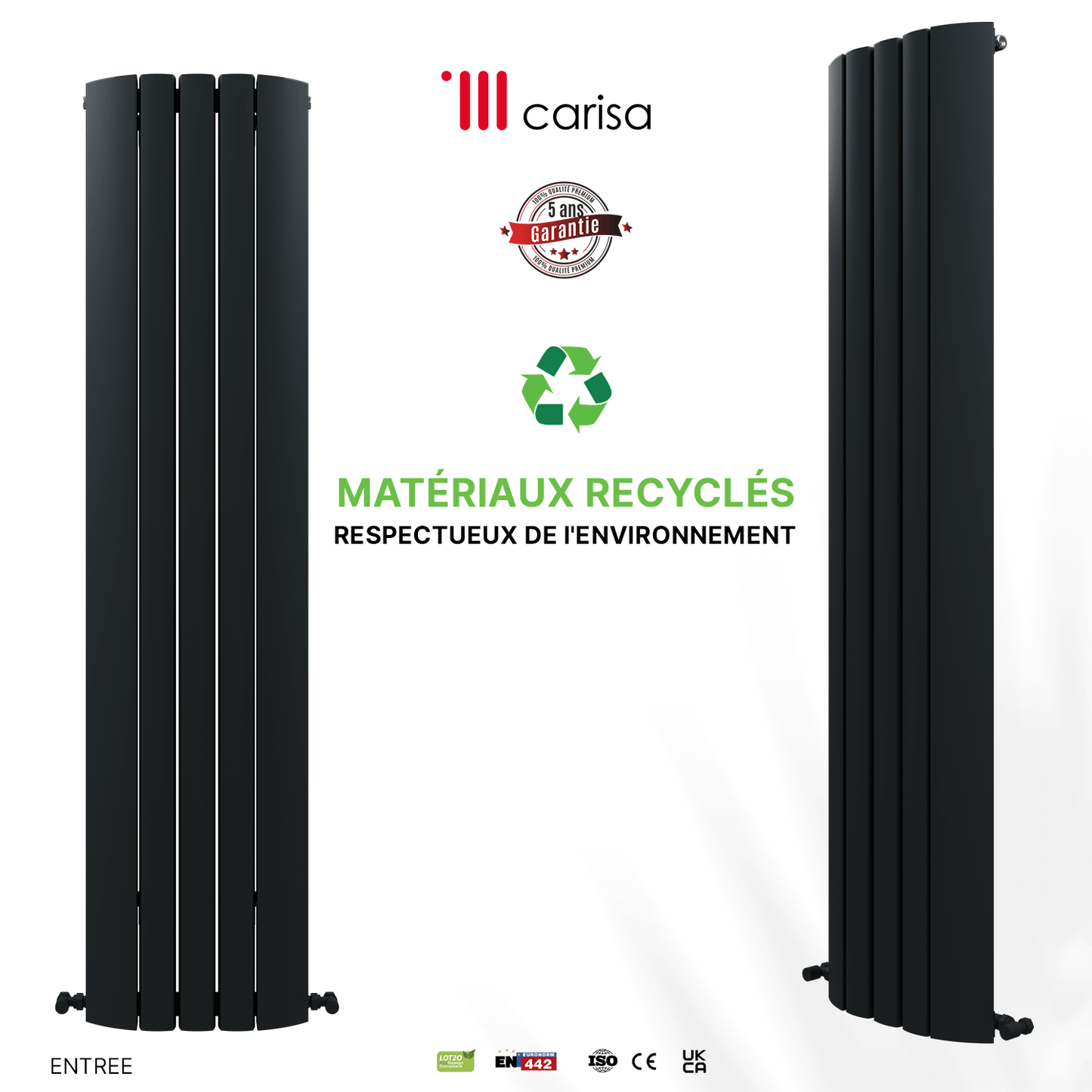 Carisa Gaia Termoarredo Verticale in Alluminio Design Moderno Antracite 