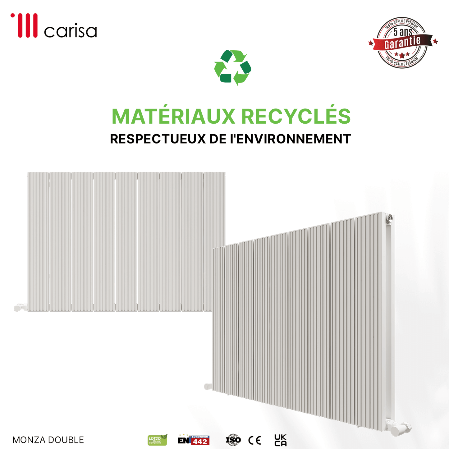Termoarredo Orizzontale Carisa Monza in Alluminio Design Moderno Bianco 