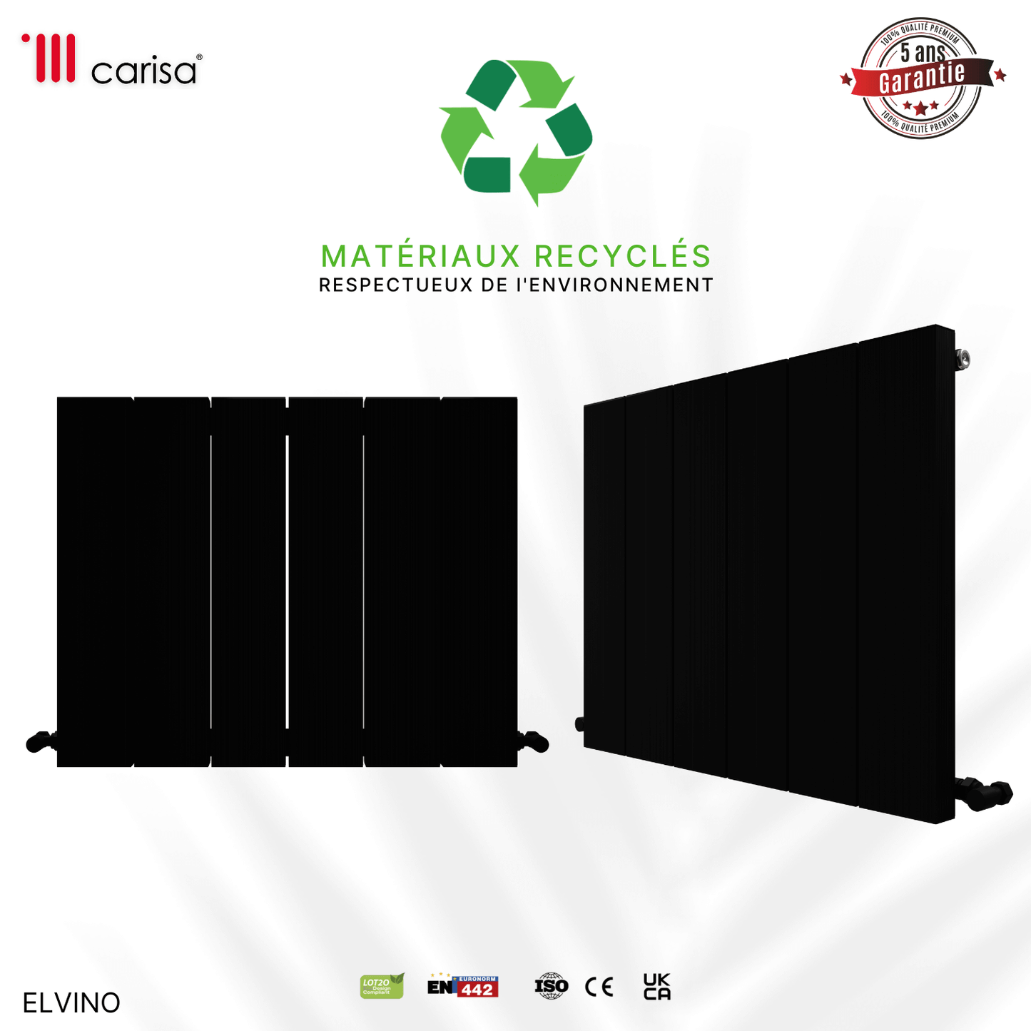 Carisa Elvino Termoarredo Orizzontale in Alluminio Design Moderno Nero 