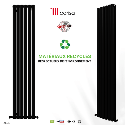 Carisa Tallis Termoarredo Verticale in Alluminio Design Moderno Nero 