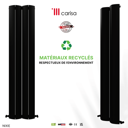 Carisa Nixie Termoarredo Verticale in Alluminio Design Moderno Nero 