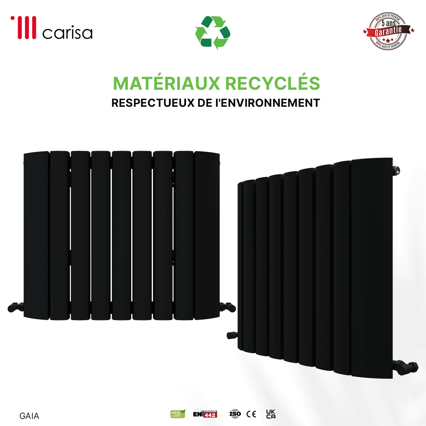 Termoarredo Orizzontale Carisa Gaia in Alluminio Design Moderno Antracite 