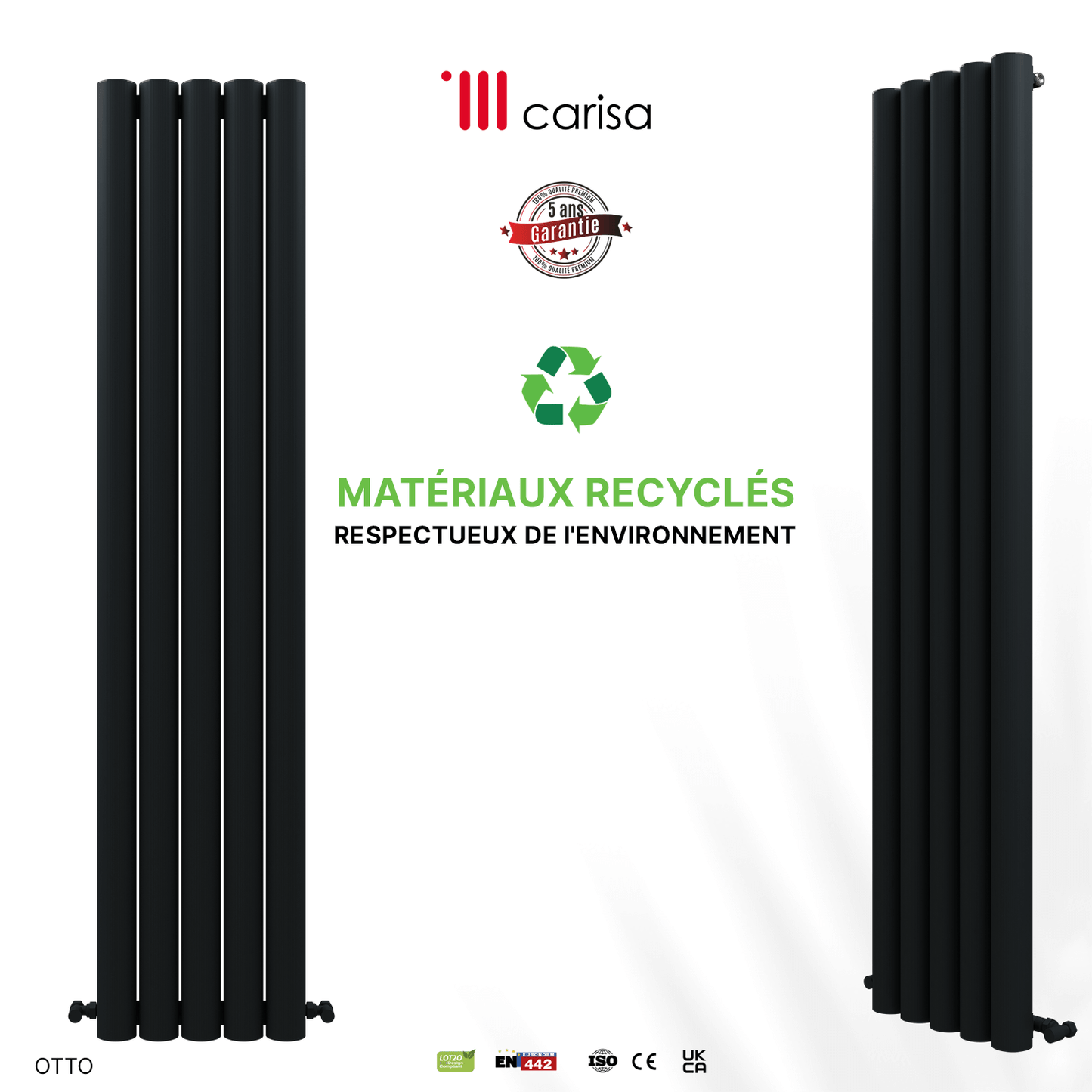 Carisa Otto Termoarredo Verticale in Alluminio Design Moderno Antracite 