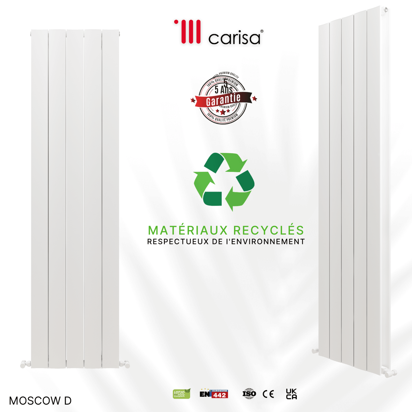 Carisa Mosca D Termoarredo Verticale in Alluminio Design Moderno Bianco 
