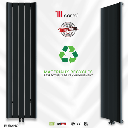 Radiatore verticale in alluminio Carisa Burano Design Moderno Antracite 
