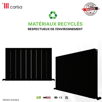 Radiatore Orizzontale Carisa Monza in Alluminio Design Moderno Nero 