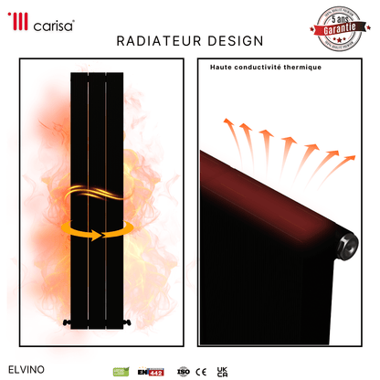 Carisa Elvino Termoarredo Verticale in Alluminio Design Moderno Nero 