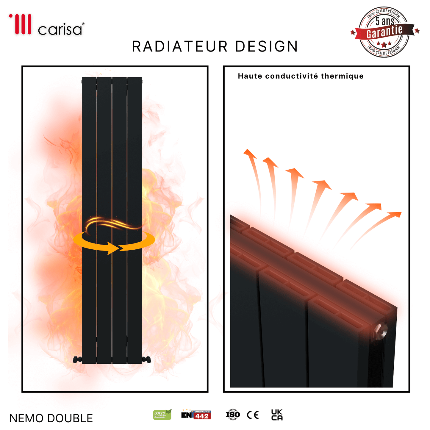 Carisa Nemo Termoarredo Verticale in Alluminio Design Moderno Antracite 