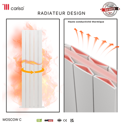 Carisa Mosca C Termoarredo Verticale in Alluminio Design Moderno Bianco 