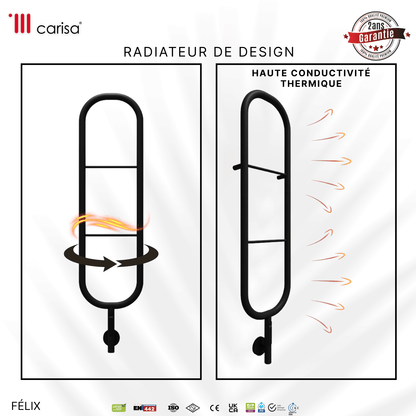 Carisa Felix Sèche-Serviette Électrique Design Moderne Noir Mat