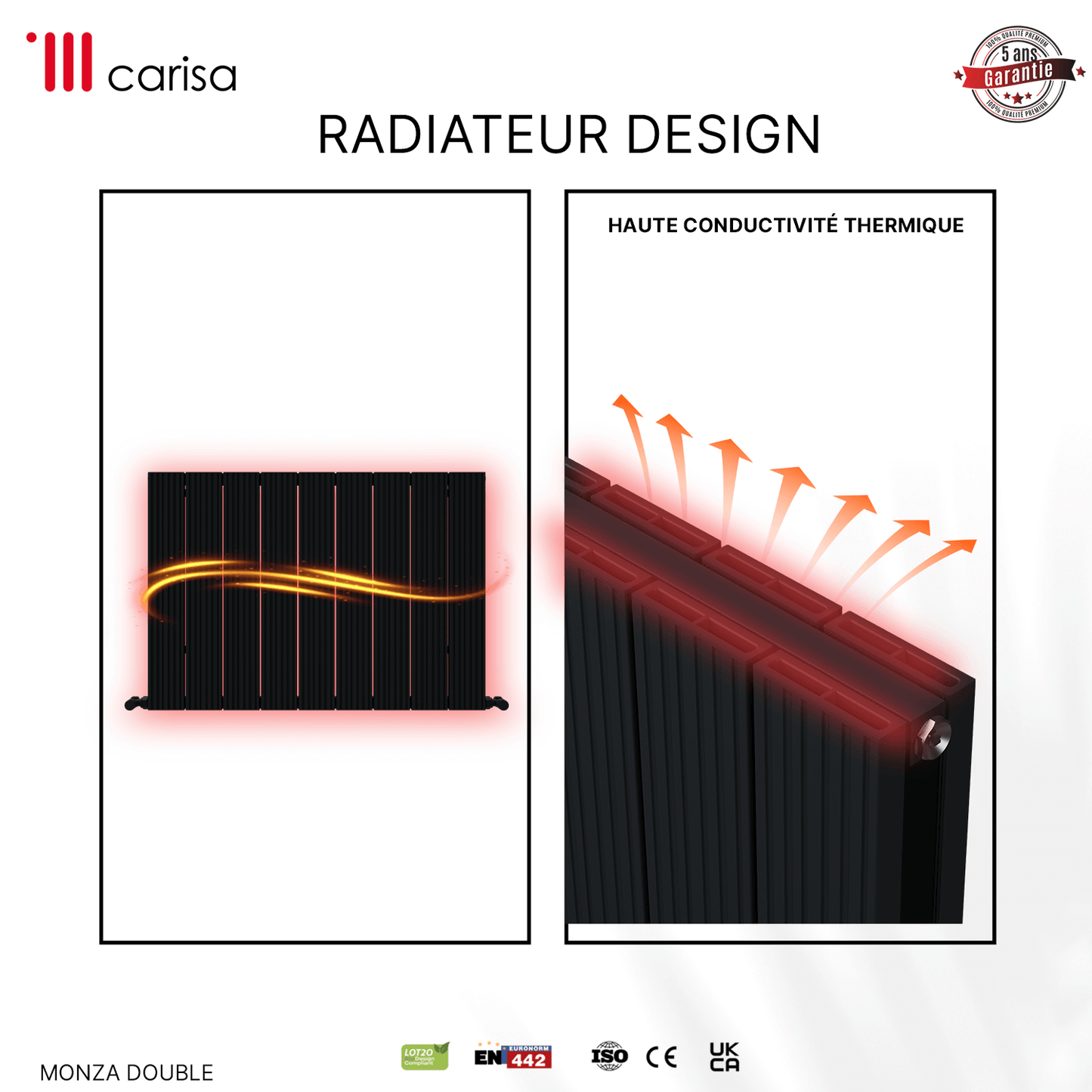 Radiatore Orizzontale Carisa Monza in Alluminio Design Moderno Antracite 
