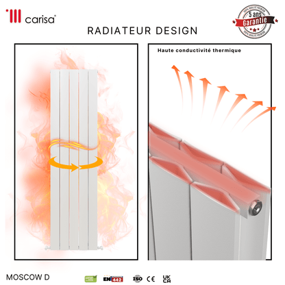 Carisa Mosca D Termoarredo Verticale in Alluminio Design Moderno Bianco 