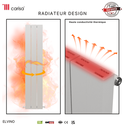 Carisa Elvino Termoarredo Verticale in Alluminio Design Moderno Bianco 