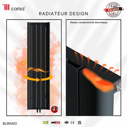 Radiatore verticale in alluminio Carisa Burano Design Moderno Antracite 